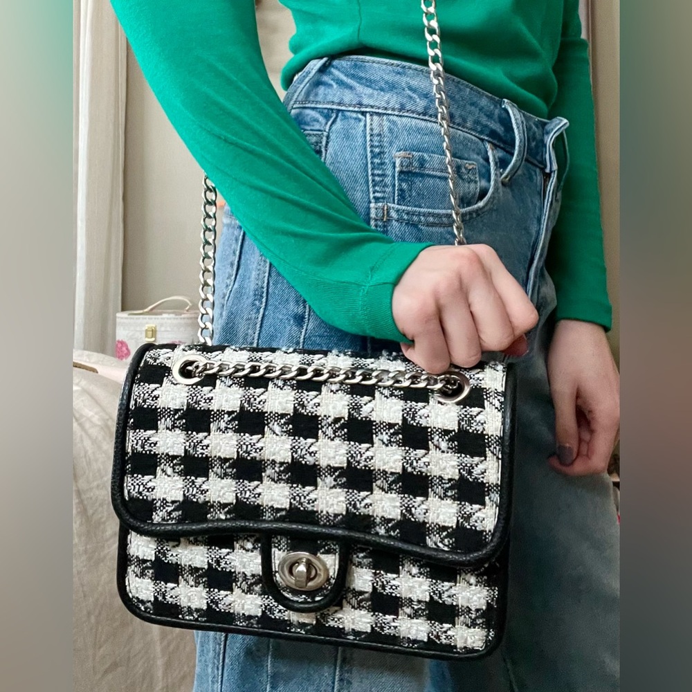 Plaid Chain Crossbody Bag